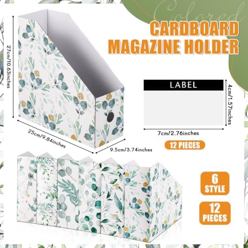 PerKoop 12 Pcs Decorative Magazine File Holders Foldable, Eucalyptus Leaves - Image 2