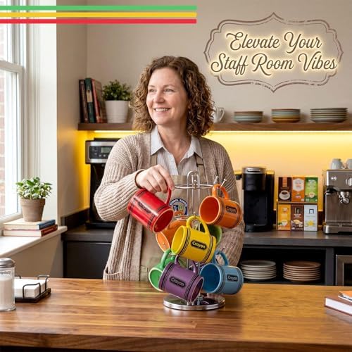 Pickmesh Back to School Teacher Gifts, Set of 6 Crayon Mugs, 10 oz Ceramic Crayon Shaped Coffee Cups with Heart Handles, Colorful Teacher Appreciation Gifts for Classroom, Preschool and Daycare - Image 5