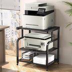 niffgaff Mobile Printer Stand with Large Desktop - 3 Tier Shelf, 24.4 Inch Height, Wooden Organizer for Home&Office, Black by niffgaff