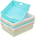 Lawei 8 Pack Plastic Storage Baskets - Colorful Paper Organizer Baskets Plastic Shelf Bins with Handles, Classroom Office File Holder for Home Office School by ENJOYEVERYMOMENT