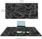 Cacoy 48" x 24" Black Topographic Gaming Mouse Pad, Non-Slip Large Desk Mat - Image 2