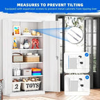 Superday 72" Lockable Steel Storage Cabinet, Locking Metal Storage Cabinets, Tall White Cabinet with 2 Doors and 4 Adjustable Shelves for Garage, Home Office, Classroom, File, Easy Assemble - Image 6
