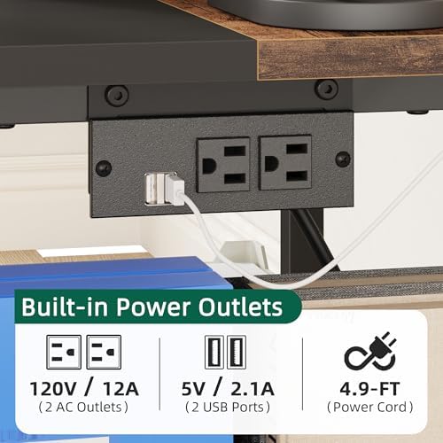 YAOHUOO 23.6" Large Printer Stand with Power Outlet,3D Printer Table - Image 3
