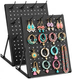 2 Pack Pegboard Display Stand, Metal Peg Board with 32 Hooks, Adjustable Angle & Foldable Design, Thick Steel Panel, Durable Tabletop Rack 16''x12'' for Vendor Display, Craft Show, Jewelry Display(Black silver) by Unknown