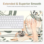 Large Mouse Pad with Wrist Support 4 in1 Set, XXL Big Game Mousepad + Keyboard Wrist Rest+Mouse Wrist Rest+Coaster Ergonomic Gaming Mat for Home Office Table Computer I Modern Boho Leaves - Image 3
