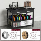3D Printer Stand with Filament Storage - Heavy Duty 3D Printer Table with Metal Drawer, 36 inch 3 Tier Metal 3 D Printing Desk for 3 D Printers, Black - Image 4