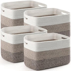 4 Pack Storage Baskets for Organizing, 12''Lx9''Wx8''H Woven Baskets for Storage Toys, Towels, Books, and Clothes, Cotton Rope Basket for Shelves with Handle by Unknown