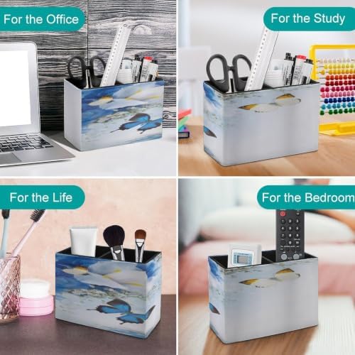 PU Leather Multi-Compartment Pen Holder Desktop Organizer Pencil Cup Storage Caddy for Office Home Supplies Wild Flowers Monarch Butterflies Lily - Image 4