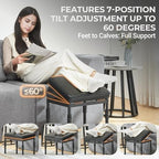 Adjustable Ottoman Pouf, 60 Degree Tilt Footrest, Black Synthetic Leather - Image 4