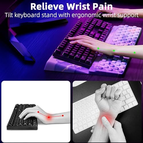 Ospelelf Computer Keyboard Stand Tilt with Wrist Rest, Comfy Ergonomic Keyboard Riser Holder for Desktop - Image 2