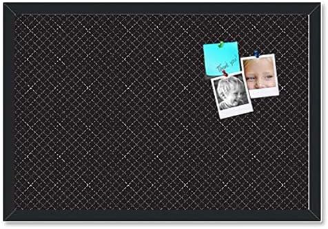 PinPix 30x20 inch Cork Bulletin Board. This Decorative Framed Pin Board Comes with Diamond Pattern in Black Design and Satin Black. Ideal for Home, Office Decor or School (PinPix-120) by PinPixBulletinBoards