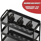 Simple Houseware 26" Extra-Wide 3-Tier Heavy Duty Metal Utility Cart, Black - Image 4