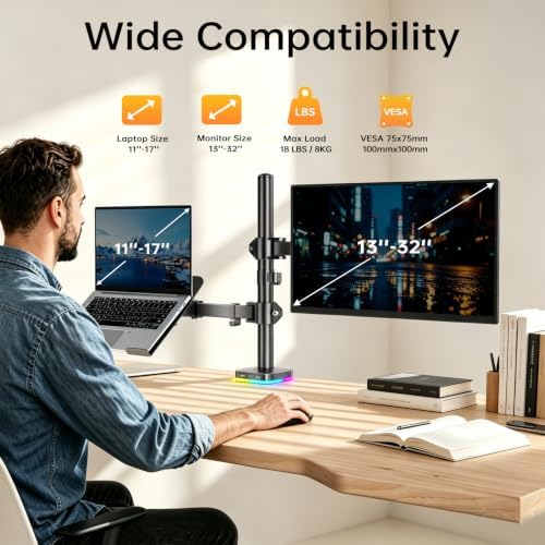 Afaloona RGB Monitor & Laptop Stand with USB Hub, Charging & Data Transfer - Image 5