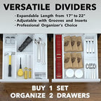 SpaceAid Bamboo Drawer Dividers with Inserts and Labels, Kitchen Adjustable Drawer Organizers, Expandable Organization for Home, Office, Dressers, 4 Dividers with 9 Inserts (17"-22" White) - Image 5