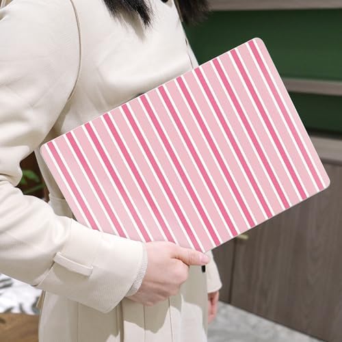 MEEgoodo for MacBook Air 13.3 inch Case 2021 2020 2019 2018 A2337 M1 A2179 A1932, Laptop Shell for MacBook Air M1 with Keyboard Webcam Cover & Trackpad Film & Type C Adapter, Light Pink&White Stripes - Image 6