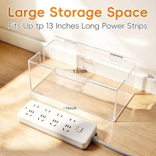 Cable Organizer Storage Box with Lid - Phone Charger Clear Organizer Case for Desk, Wire Organizers for Cords & Power Strips, Electronic Storage Box for Drawer Office Home - Transparent Acrylic - Image 5