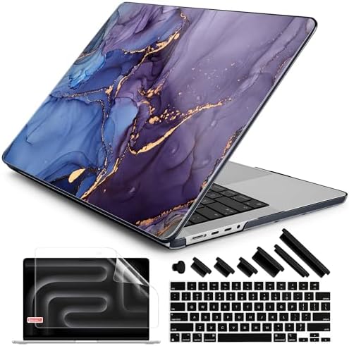 DONGKE Compatible with MacBook Pro 16 Inch Case (2026-2021 Release, M5 M4 M3 M2 M1 Pro/Max Chip), Plastic Hard Shell Cover with Keyboard Cover & Screen Protector for MacBook Pro 16", Abstract Marble by DONGKE