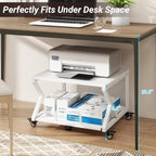 Natwind 2 Tier Printer Stand,23.6''x23.6'',with Pull Out Shelf,White - Image 3