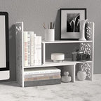 MASAKA B&W - Kawaii Storage Desktop Organizer for Your Desk Space, Double H Plants Display Shelf, Home Office Storage Rack Adjustable Stackable for Office, Dormitory (White*09) by MASAKABW