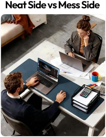 YSAGi Leather Desk Protector, Office Mat, Large Mouse Mat, Non-Slip PU Leather Blotter, Laptop Pad, Waterproof Writing Pad for Office and Home (Dark Blue, 47.2" x 23.6") - Image 6