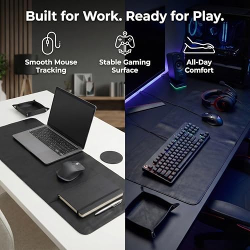 LL LEATHER LOVERS Leather Desk Mat, 24" x 38" Black, Desk Mouse Pads on Top of Desks, Non Slip Top Grain Leather Desk Blotter, Laptop Desk Mat, Desk Writing Pad for Office and Home - Image 5