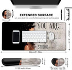 Large Gaming Mouse Pad+ Keyboard Wrist Rest Set, Ergonomics Memory Foam Mouse Mat Wrist Rest Support, Waterproof Extended Mousepad 31.5x11.8in, African American Women Black Girl Black Desk Pad - Image 6