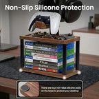Solid Wood Controller Holder and Headphone Stand with Storage Base for Desk - Image 4