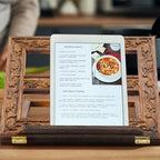 DoubleFill Adjustable Wooden Bible Stand Carved Bible Holder Missal Stand Book Display for Reading Folding Religious Prayer Wooden Holy Book Holder 12.99 x 10.04 Inches(Dark Brown) - Image 6