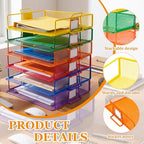 6 Pack Stackable Paper Tray Classroom, Rainbow - Image 3