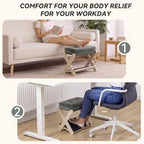 Adjustable Foot Rest Under Desk at Work, 16.6" Wide Wooden Ergonomic Footstool with 3 Height Options, Velvet Cushion, Non-Slip EVA Stepping Surface & Posture Support for Office, Home & Gaming - Image 6