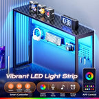 PRAISUN L Shaped Gaming Desk with LED Lights & Power Outlets - Image 4