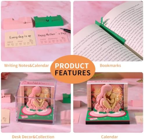 3D Memo Pad, 3D Calendar 2027, Time Piece Calendar, Tear-Off Calendars 2027, 3D Paper Carving Art Memo Pad, Art Carving Sticky Notes for Office Home Gifts Ornaments (Mother) - Image 6