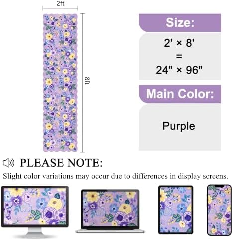 DUKINO 2x8 Washable Runner Rug, Floral Non Slip Kitchen Runner Rug, Purple - Image 2
