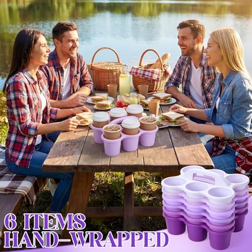 Suclain 6 Pcs Plastic Caddy Organizer with Handle Classroom, Purple - Image 6