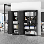 Superday 72" Lockable Steel Storage Cabinet, Locking Metal Storage Cabinets, Tall Black Cabinet with 2 Doors and 4 Adjustable Shelves for Garage, Home Office, Classroom, Pantry, File, Easy Assemble - Image 2