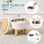 Small Ottoman with Storage, Small Storage Ottoman Round, Sherpa Foot Stool with Legs, Ottomans and Footstools for Living Room and Entryway (White) - Image 5