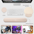 Sushret Mouse Pad and Keyboard Wrist Rest, 3-in-1 Gel Memory Foam Ergonomic Mouse Pad with Wrist Rest Set, Gaming Mousepad Arm Cushion Support for Computer Desk Accessories Cute Setup,Apricot Pink - Image 6