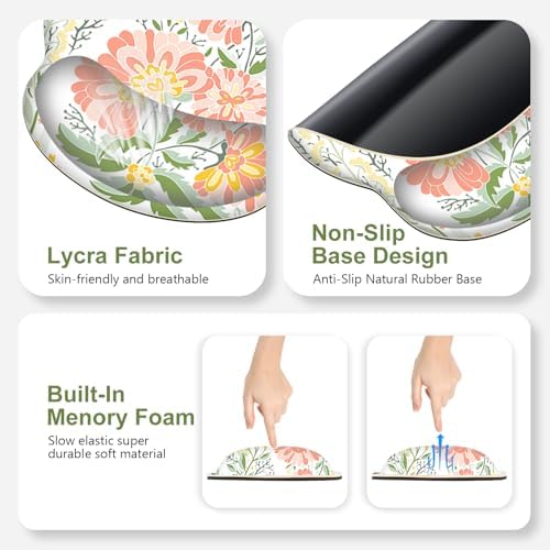 Desk Mat, 4in1 Large Mouse Pad with Wrist Rest, Cute Desk Matt for Desktop, Deskpad Mat, Anti-Slip XXL Computer Ergonomic Mousepad with Wrist Support for Keyboard and Mouse I Elegant Daisy Florals - Image 6