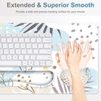 Large Gaming Mouse Pad Set, 4 in1 Ergonomics Keyboard Desk Mat with Memory Foam Wrist Rest, Computer Extended Game Mousepad, Non-Slip Desk Pad Matt Easy Typing Pain Relief I Art Modern Blue - Image 3