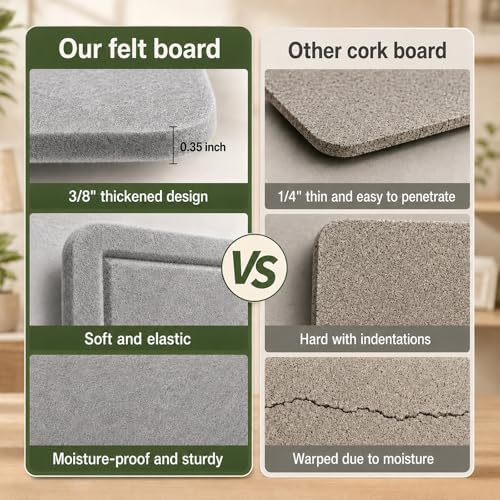 Felt Bulletin Board for Wall 36" x 24" Unfolded Size, Frameless Felt Pin Board, Soft Cork Board Alternative for Office, Home Planning, Notes, Photos & Wall Decor, Foldable Shipping, Easy Install - Image 5