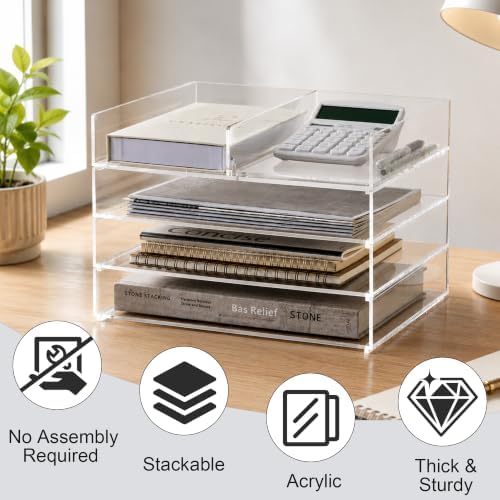 Clear Acrylic Desk Organizer – Stackable Paper Tray Office Storage - Image 5