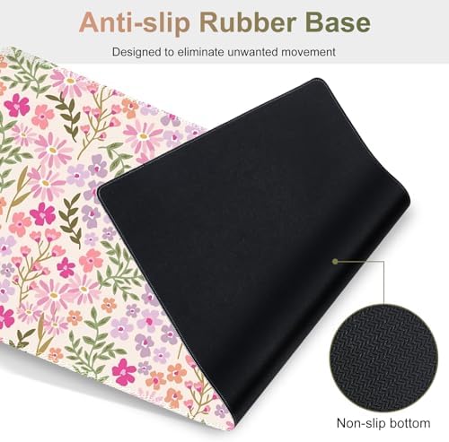 Large Gaming Mouse Pad Set, Ergonomics Keyboard Desk Mat with Memory Foam Wrist Rest, Computer PC Extended Game Mousepad, Non-Slip Desk Matt Easy Typing Pain Relief I Artistic Colroful Flowers - Image 7