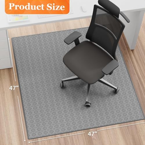 KMAT Office Chair Mat, 47x47in Heavy Duty Hardwood/Tile Floor Protector, Floor Mat Computer Desk Mat for Rolling Chairs, Work, Study, Office, Grey - Image 2