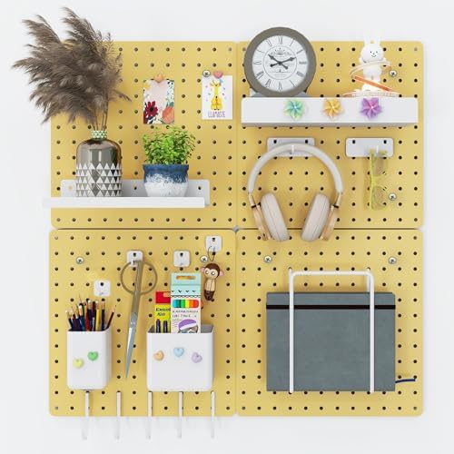 Metal Pegboard Combination Kit 4 Pack Peg Board and 26 Accessories by Soubeoii