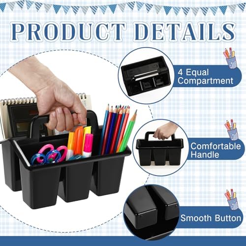 GlikCeil 24 Pcs Classroom Caddy Storage Basket with Handle,Black - Image 4