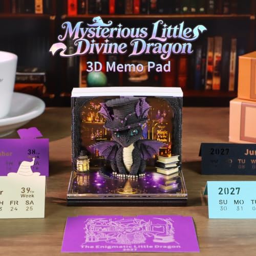 3D Calendar 2027, 3D Creative Time Piece Calendar 2027，Daily Tear-Off Memo Pad with Light, Paper Carving Desktop Decoration, 3D Art Calendar Memo Pad,Unique Holiday Craft Gift (Mysterious little dinosaur) - Image 2
