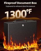 Uniclife Fireproof Document Box with Key Lock & Handle, 13" x 10.9" x 4.1" - Image 2