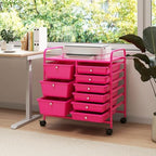 LDAILY 9 Drawer Rolling Storage Cart, Rolling Cart with Drawers for Classroom, Art Supply Craft Organizer on Wheel with Metal Frame & Handles for Home Office School - Image 2