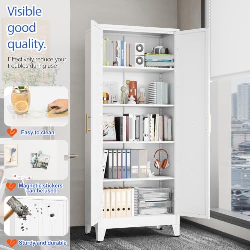 GAIOUS 71" Tall Kitchen Pantry Cabinet,Metal Storage Cabinet White Cupboard - Image 3