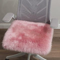 LLB Sheepskin Chair Covers Office Chair Cushion Dining Room Chair Pads Desk Chair Seat Cushion for Computer Fur Area Rugs for Living Room 18x18 Inch (Pack of 1), Light Pink by LLB